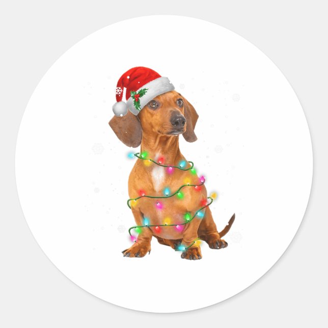 Dachshund Hunde Baum Weihnachtspulli Xmas Geschenk Runder Aufkleber (Vorderseite)