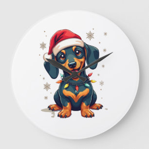 Dachshund Hunde Baum Weihnachtspullover Xmas Gesch Große Wanduhr