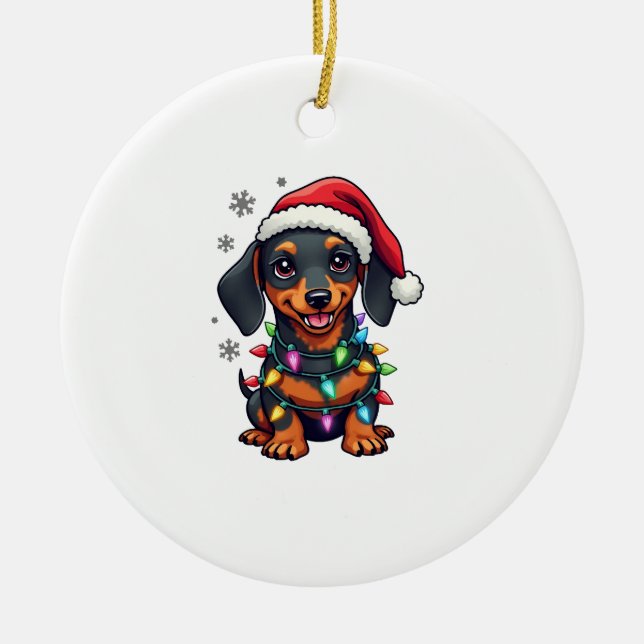 Dachshund Hunde Baum Weihnachtspullover Xmas Gesch Keramik Ornament (Vorne)