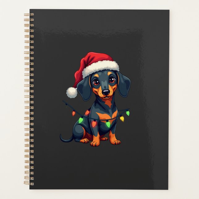 Dachshund Hunde Baum Weihnachtspullover Xmas Gesch Planer (Vorderseite)