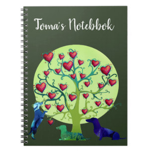 Dachshund-Hunde-Herzen, Name-Notizbuch Notizblock