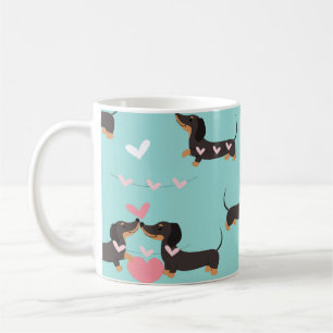 Dachshund-Hunde in Liebe und Herzen nahtloses Must Kaffeetasse