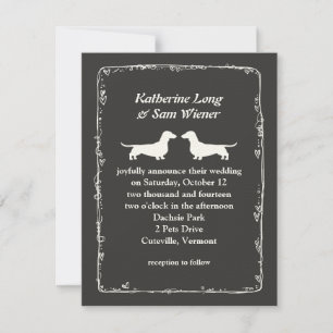 Dachshund-Hunde-Silhouetten Hochzeitsankündigung Einladung