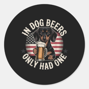 Dachshund-Hundebiere-Amerikanische-Flagge-Lustiges Runder Aufkleber