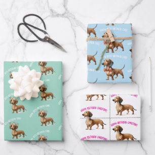 Dachshund-Hundefan-Geburtstagsfeier Geschenkpapier Set