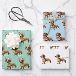 Dachshund-Hundefan-Geburtstagsfeier Geschenkpapier Set