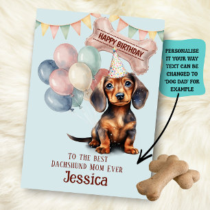 Dachshund-Hundefrau/-Vater Geburtstag Karte