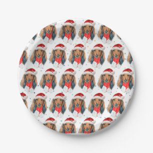 Dachshund-Hunderasse Weihnachten Pappteller