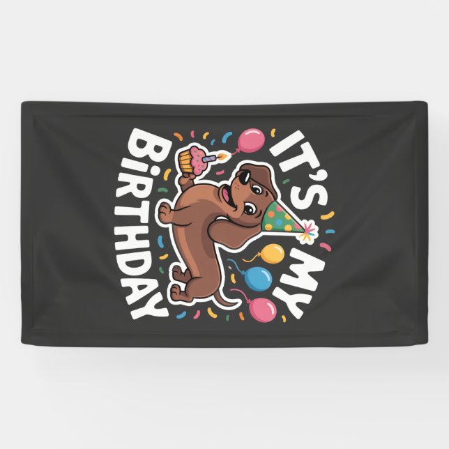 Dachshund Ich habe Geburtstag Banner (Horizontal)