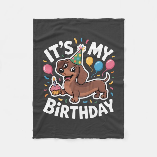 Dachshund Ich habe Geburtstag Fleecedecke (Vorderseite)