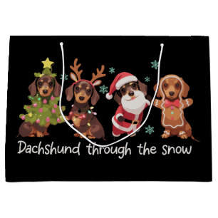 Dachshund im Schnee lustige Weihnachts Hunde Große Geschenktüte
