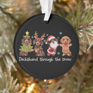 Dachshund im Schnee Lustige Weihnachts Hunde Ornament