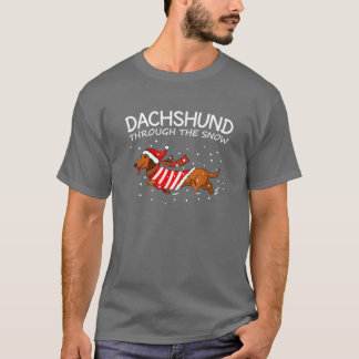 Dachshund im Schnee Lustiger Hund Weihnachten Mädc T-Shirt