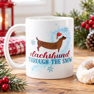 Dachshund im Schnee Santa Hund Weihnachten Kaffeetasse