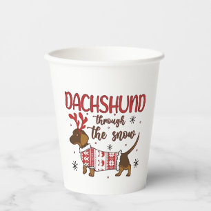 Dachshund im Schnee Weihnachten Hundeliebhaber Pappbecher