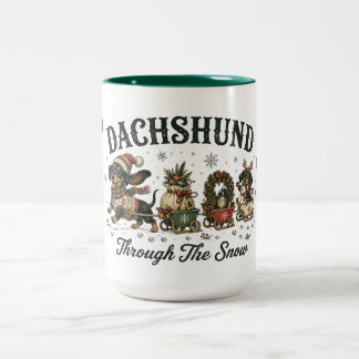 Dachshund im Schnee Zweifarbige Tasse