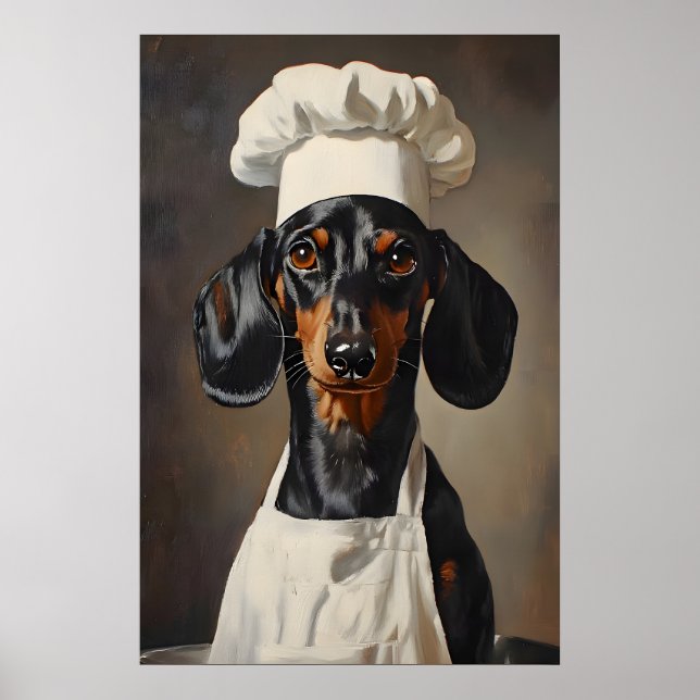 Dachshund In Chefs Hat Poster, Pet Poster (Vorne)