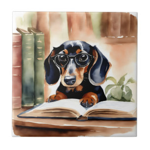 Dachshund in der Aquarellkunst Fliese