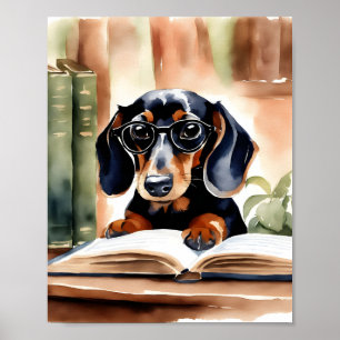Dachshund in der Aquarellkunst Poster