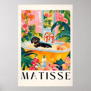 Dachshund in der Badewanne Druck Lustiger Matisse Poster