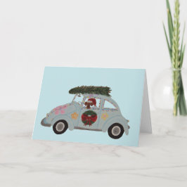 Dachshund in Hippie-Auto an Weihnachten Karte