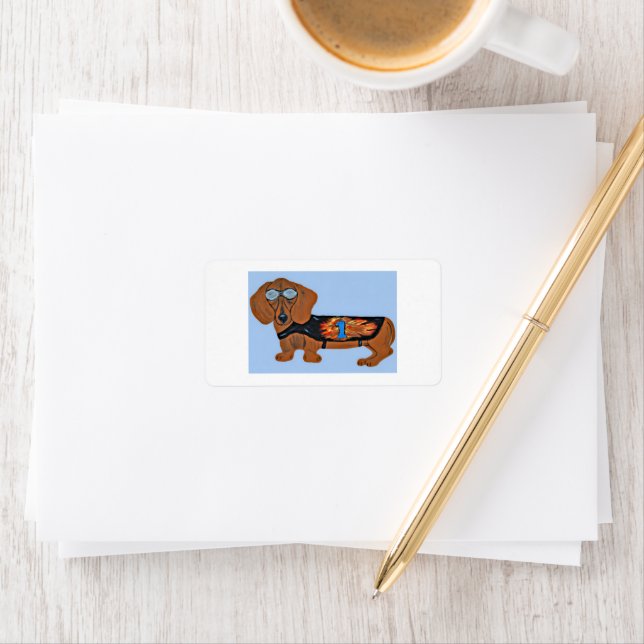 Dachshund in Racing Jacket  Adressaufkleber (Insitu)