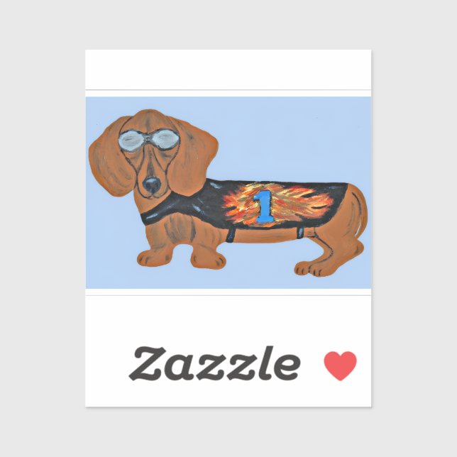 Dachshund in Racing Jacket Sticker (Blatt)