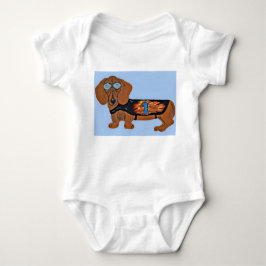 Dachshund in Racing Jacket T-Shirt Baby Strampler