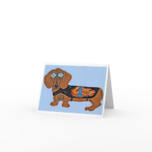 Dachshund in Rennjacke gefaltete Notizkarte