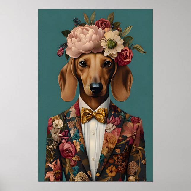 Dachshund In Suit Poster, Dachshund Portrait Poster (Vorne)