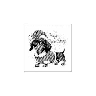 Dachshund in Weihnachtsmannmütze Weihnachten Gummistempel