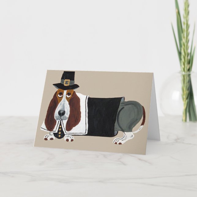 Dachshund-Jagdhund-Erntedank-Pilger Feiertagskarte (Vorderseite)