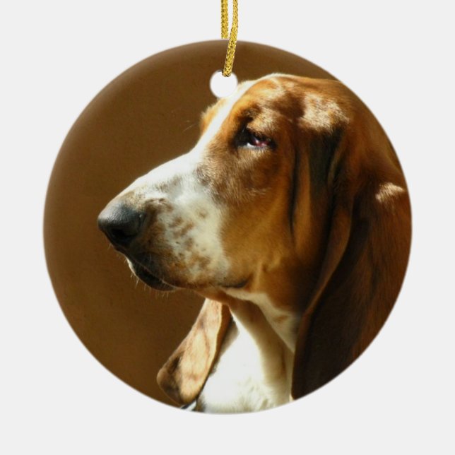 Dachshund-Jagdhund-Foto-Verzierung Keramik Ornament (Vorne)