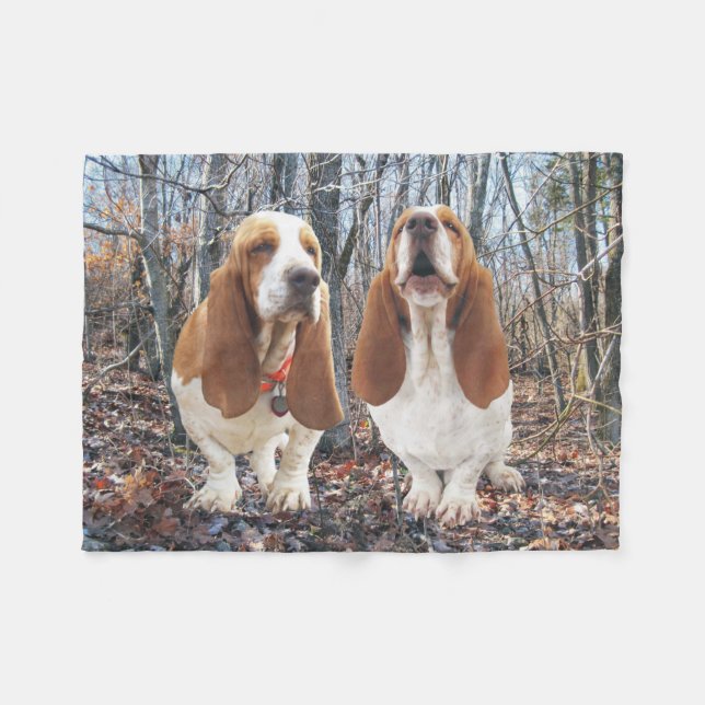 Dachshund-Jagdhund-Hunde in der Holz-Fleece-Decke Fleecedecke (Vorderseite (Horizontal))