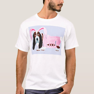 Dachshund-Jagdhund im rosa Häschen-Anzug T-Shirt