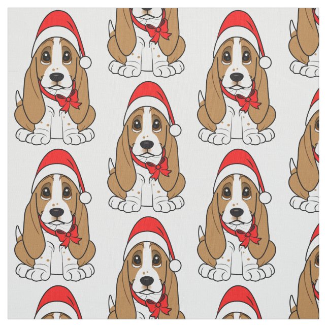 Dachshund-Jagdhund in der Weihnachtsmannmütze am Stoff (Muster)