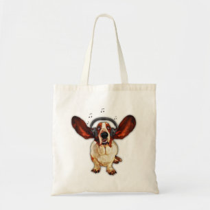 Dachshund-Jagdhund mit Kopfhörern, Pop-Kunst, Tragetasche