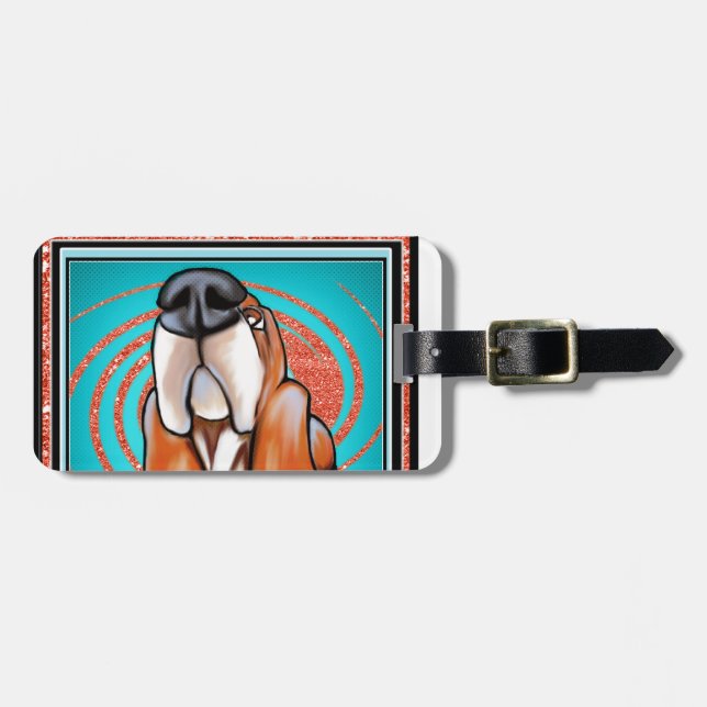 Dachshund-Jagdhund-Pop-Kunst-abstrakter Gepäckanhänger (Vorderseite horizontal)