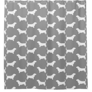 Dachshund-Jagdhund-Silhouette-Muster-Grau Duschvorhang