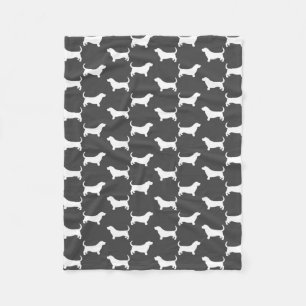 Dachshund-Jagdhund-Silhouette-Muster-Grau Fleecedecke