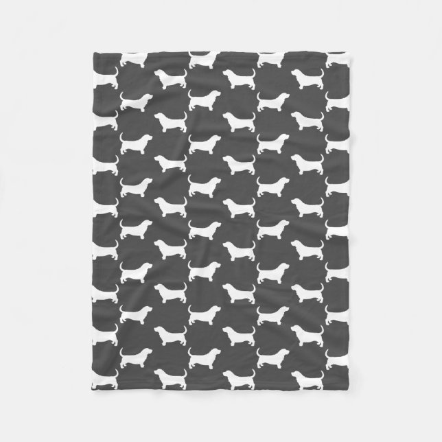 Dachshund-Jagdhund-Silhouette-Muster-Grau Fleecedecke (Vorderseite)