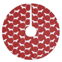 Dachshund-Jagdhund-Silhouette-Muster Polyester Weihnachtsbaumdecke