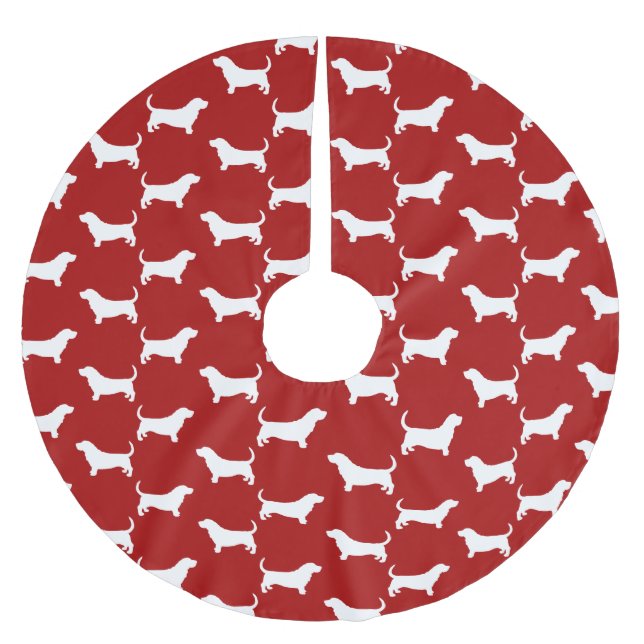 Dachshund-Jagdhund-Silhouette-Muster Polyester Weihnachtsbaumdecke (Vorderseite)