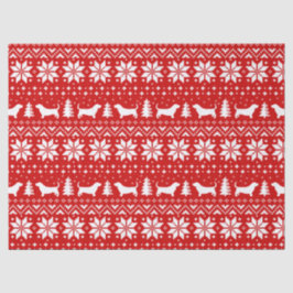 Dachshund-Jagdhund-Silhouette-Weihnachtsmuster-Rot Seidenpapier