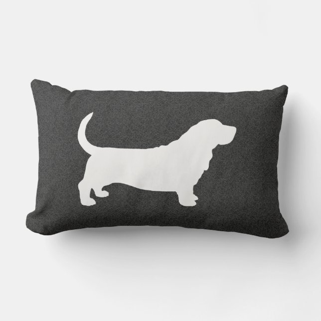 Dachshund-Jagdhund-Silhouette-Weiß und Grau Lendenkissen (Vorderseite)