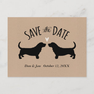 Dachshund-Jagdhund-Silhouetten, die Save the Date Ankündigungspostkarte