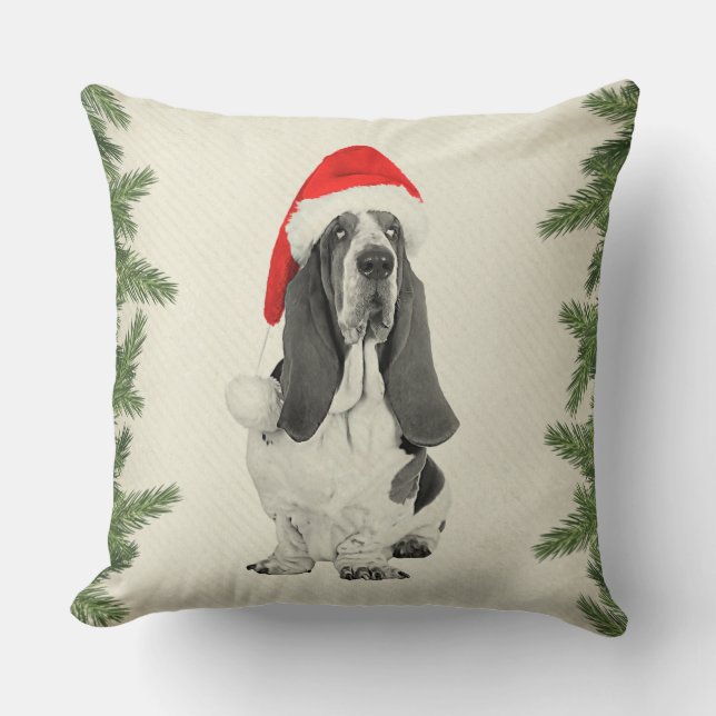 Dachshund-Jagdhund-Vintages Art-Weihnachten Kissen (Vorderseite)