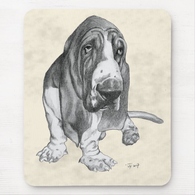 Dachshund-Jagdhund-Zeichnen Mousepad (Vorne)