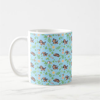 Dachshund-Kaffeetasse Frühlingsflorales Kawaii-Hun Kaffeetasse
