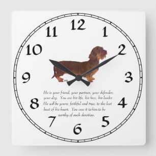 Dachshund Keepsake - Male Quadratische Wanduhr